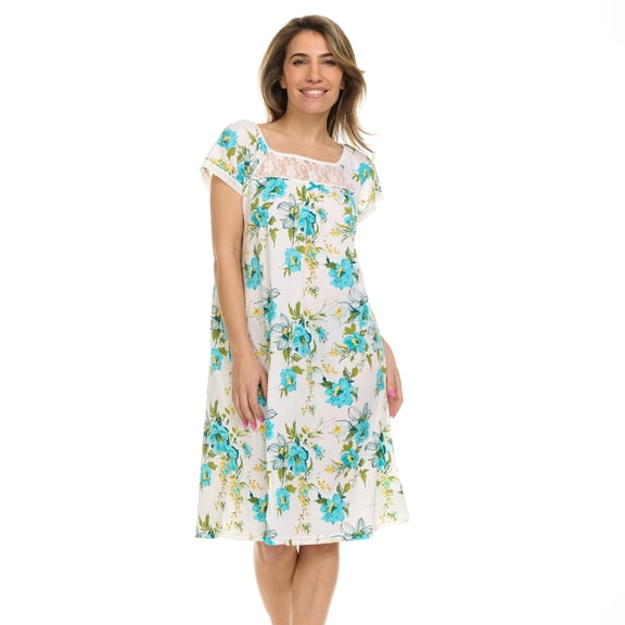 JEFFRICO Nightgowns for Women - Short Sleeve Soft Womens Nightgowns & Sleepshirts - Round Neck Pajamas Dress for Lounging, Sleeping & Casual Wear