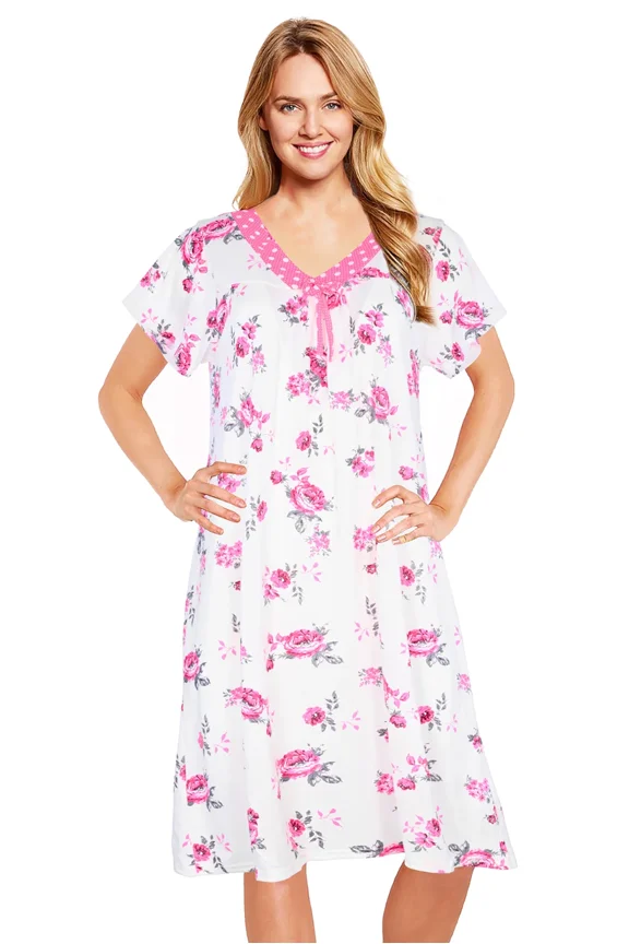 Nightgowns for Women - Short Sleeve Soft Womens Nightgowns & Sleepshirts - Round Neck Pajamas Dress for Lounging, Sleeping & Casual Wear