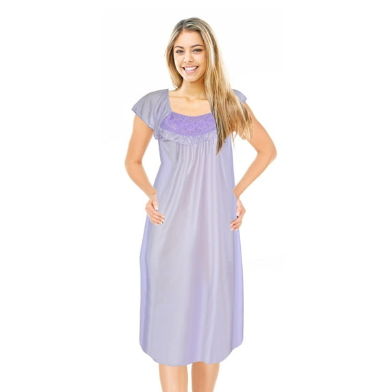 JEFFRICO Womens Nightgowns Sleepwear Soft Pajama Dress Short Sleeve Nightshirts Plus Size