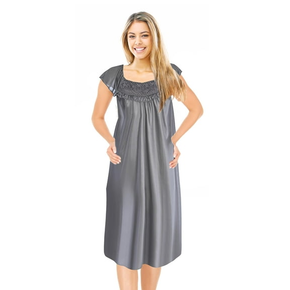 JEFFRICO Womens Nightgowns Sleepwear Soft Pajama Dress Short Sleeve Nightshirts Plus Size