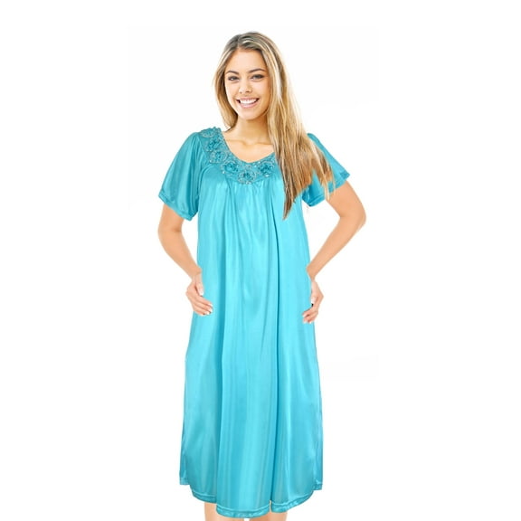 JEFFRICO Womens Nightgowns Sleepwear Soft Pajama Dress Short Sleeve Nightshirts Plus Size