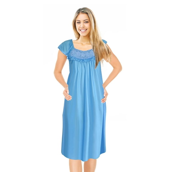 JEFFRICO Womens Nightgowns Sleepwear Soft Pajama Dress Short Sleeve Nightshirts Plus Size