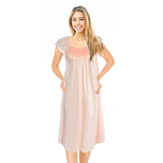 JEFFRICO Womens Nightgowns Sleepwear Soft Pajama Dress Short Sleeve Nightshirts Plus Size