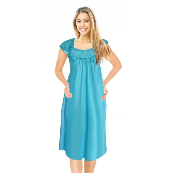 JEFFRICO Womens Nightgowns Sleepwear Soft Pajama Dress Short Sleeve Nightshirts Plus Size