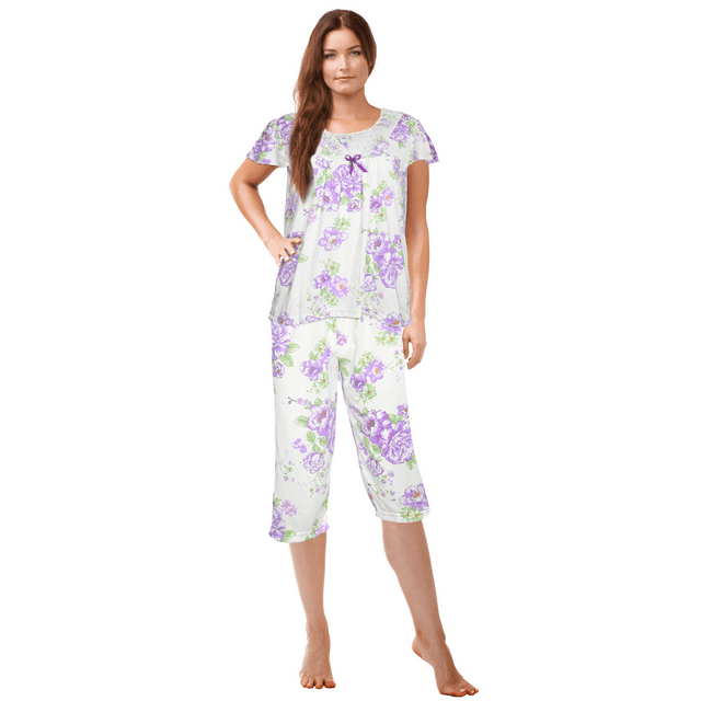 JEFFRICO Womens Pajamas For Women Capri Set Sleepwear Soft Pajamas Plus Size