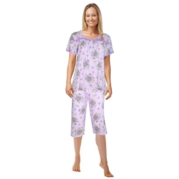 JEFFRICO Womens Pajamas For Women Capri Set Sleepwear Soft Pajamas Plus Size