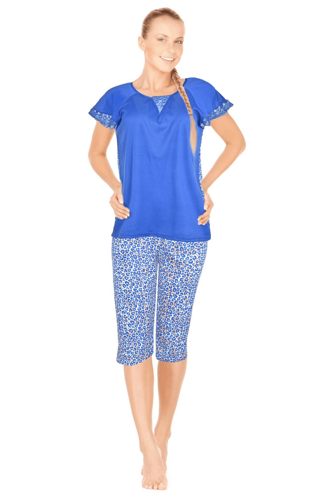 JEFFRICO Women s Short Style Capri Set Pajamas Soft Sleepwear Plus jeffrico-women-s-short-style-capri-set-pajamas-soft-sleepwear-plus
