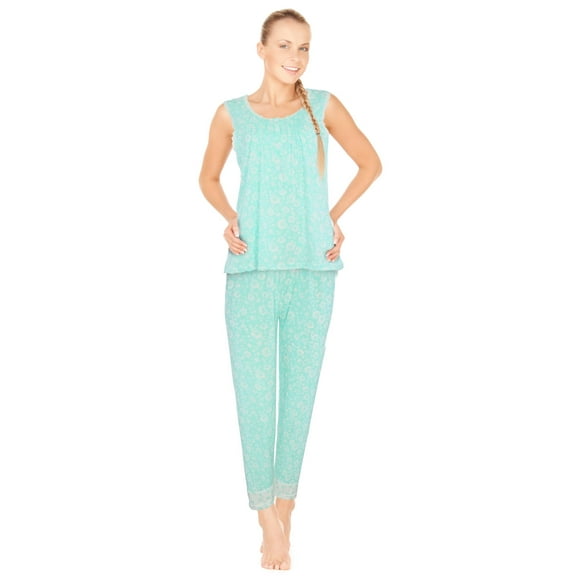 JEFFRICO Womens Pajamas For Women Sleeveless Pajama Set Sleepwear Soft Pajamas