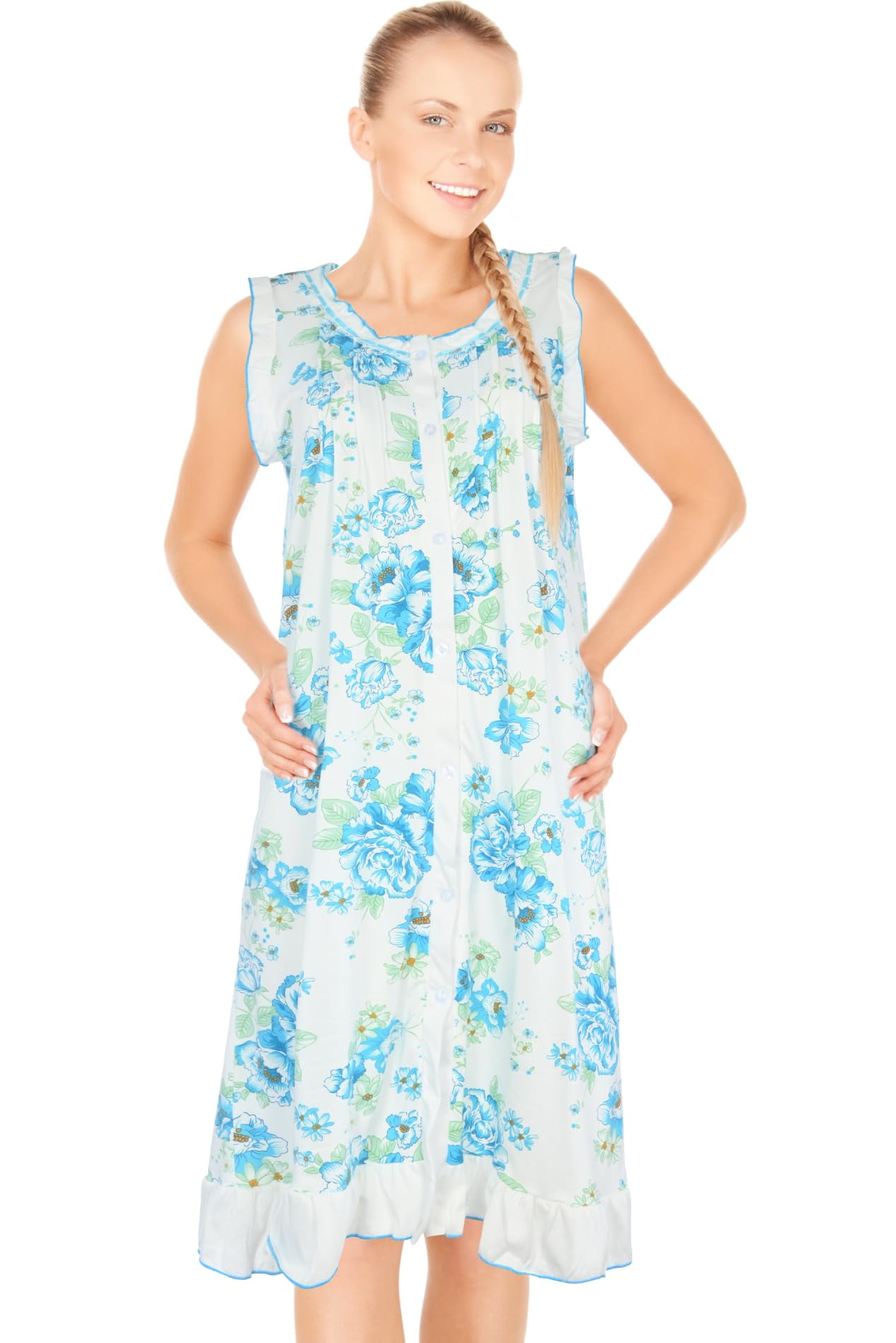 Women's Sleeveless Cotton Nightgown - Lightweight Sleep Dress With Lace Collar, Romantic Purple - View #11