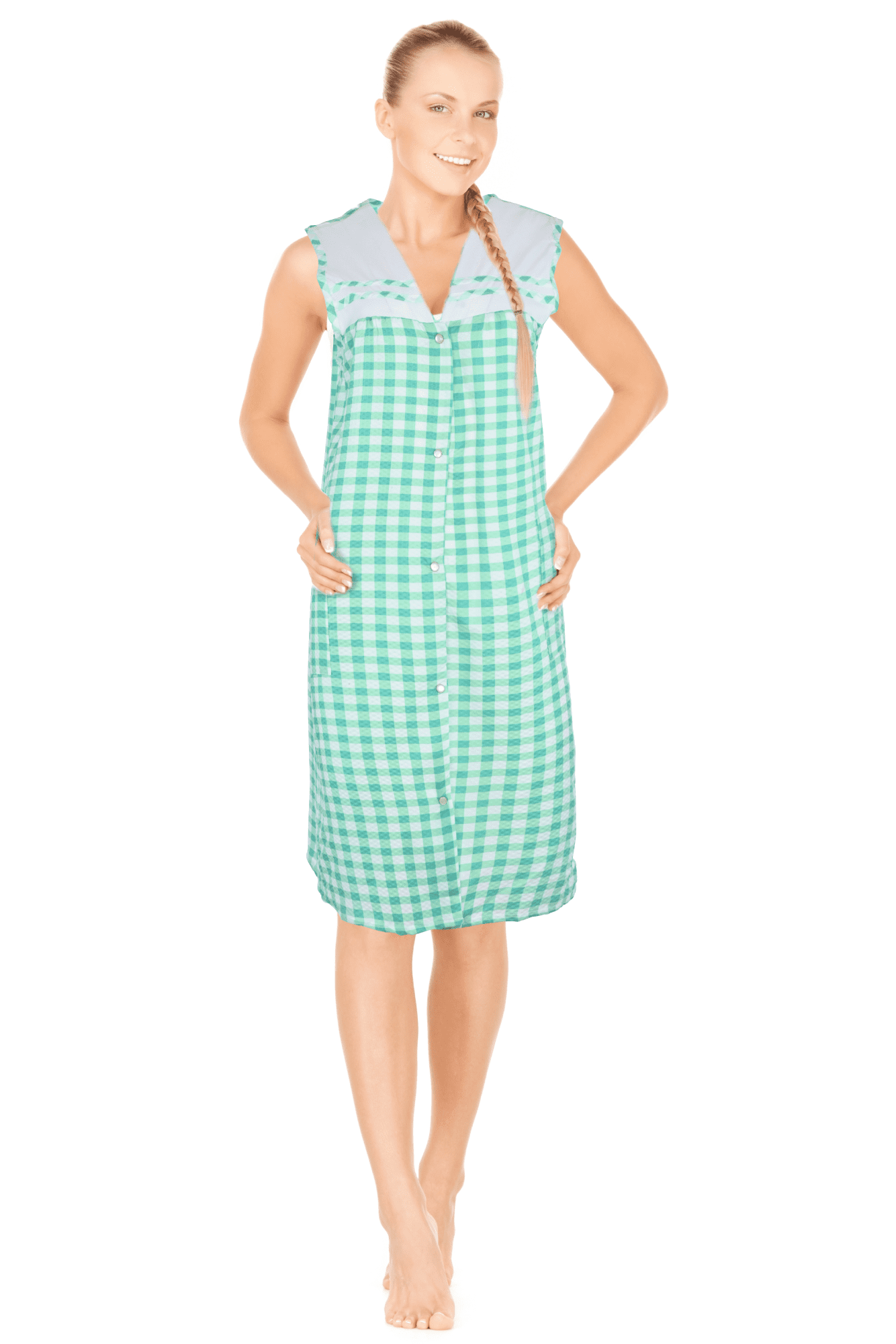 JEFFRICO Womens Snap Front Housecoat Lounger Duster House Dress