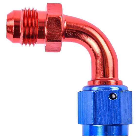 JEGS Red and Blue -6 AN Male to -6 AN Female Coupler [90 degree]