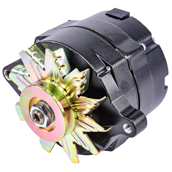 JEGS 1-Wire Ford Alternator 140 Amp Output with Single Groove V-Belt Pulley [Black Finish]