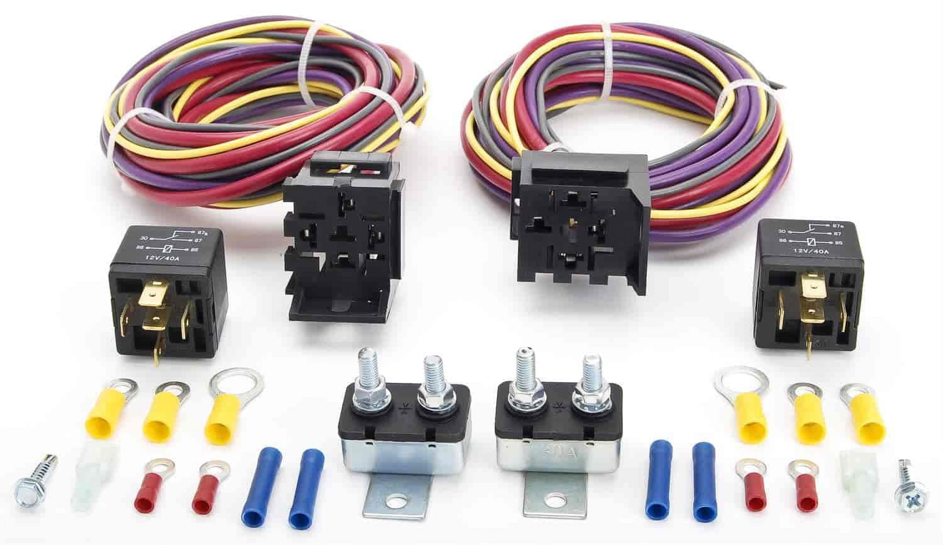 JEGS 10569 ManualControlled Dual Fan Wiring Harness & Relay Kit