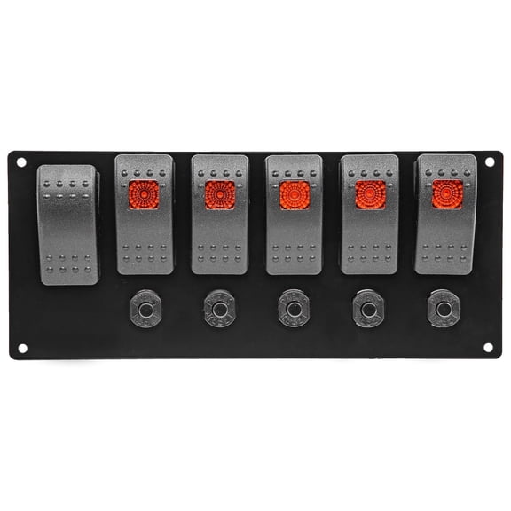 JEGS Rocker Switch Panel with Wiring Harness [Momentary Starter Switch and 5 On/Off Switches]