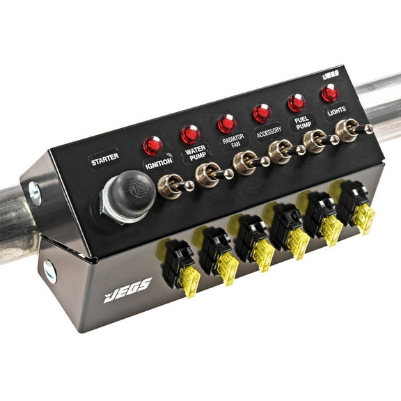 JEGS Roll Cage Mounted Race Car Switch Panel Kit [Black Powder Coat Finish]