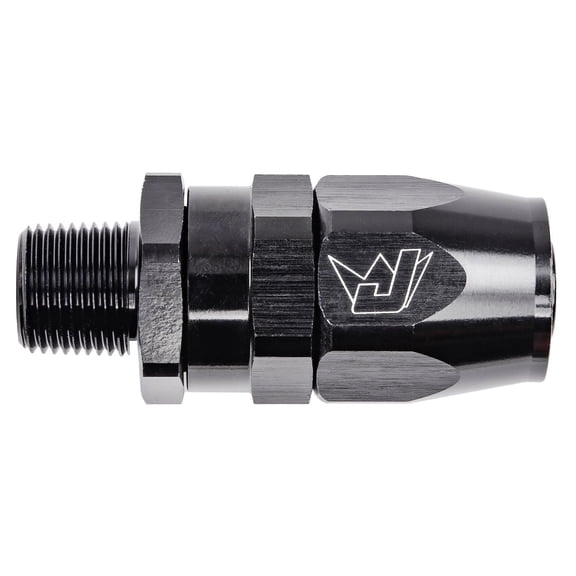 JEGS AN to NPT Straight Max Flow Swivel Hose End [3/8 in. NPT Male to -10 AN Hose, Black]
