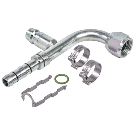 JEGS EZ Clip A/C Hose End Fitting Kit with R134a Port [-8 Hose Fitting, 90 degree]