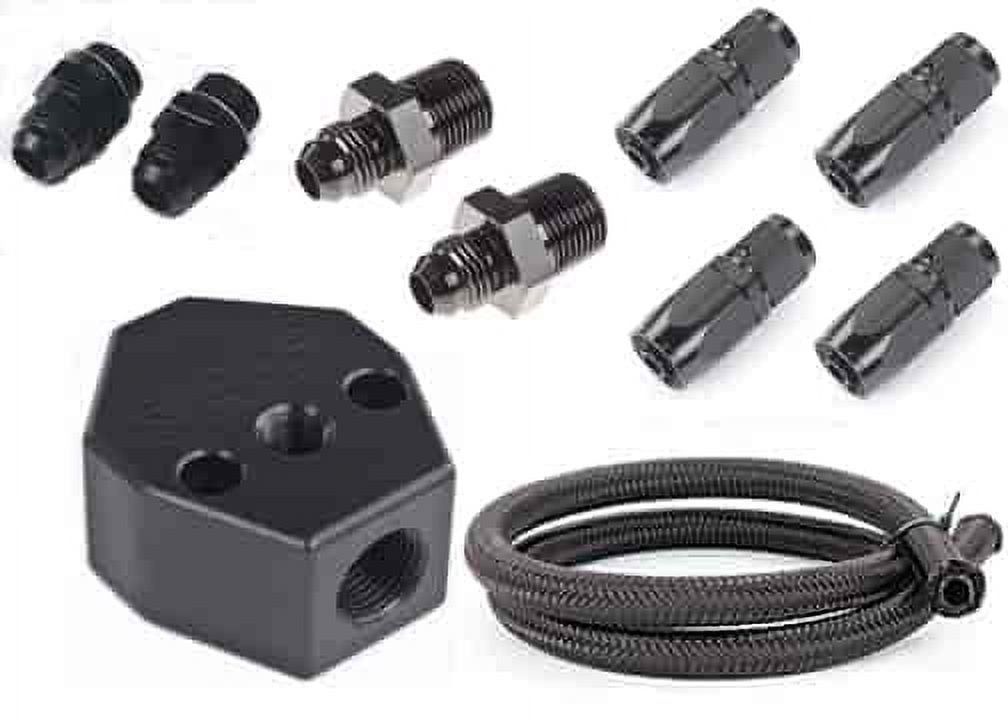 JEGS 15111K1 Fuel Line Kit 6AN Includes (1) YBlock (1) 3 Black Nylon
