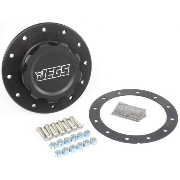 JEGS Black Fuel Cell Cap with Bung 12-Bolt Bung