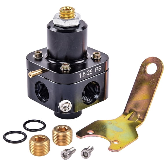 JEGS Fuel Pressure Regulator for Supercharged and Turbocharged Carbureted Engines [1.5-25 psi Outlet Pressure, Black Anodized]