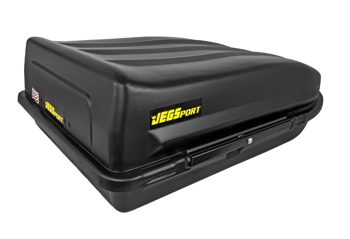 JEGS 18 Cubic ft. Rooftop Cargo Carrier, Heavy-Duty Weatherproof Lockable Hard Shell Storage w/110 lb. Carrying Capacity