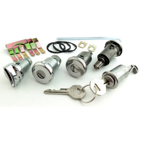 JEGS Ignition, Door, Trunk & Glovebox Lock Set Fits Select 1964 GM Models With Long Shaft Cylinders [Original Octagon]