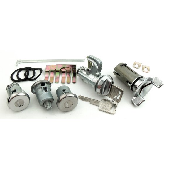 JEGS Ignition, Door, Trunk & Glovebox Lock Set Fits Select 1971-1976 GM Models [Square Style GM Keys]