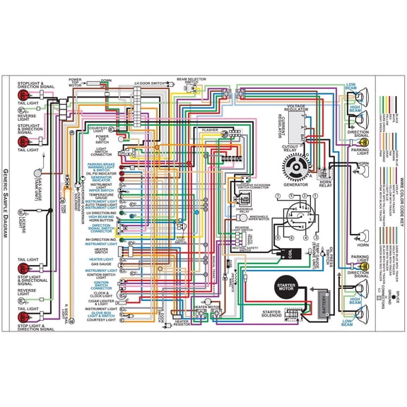JEGS Wiring Diagram for 1968 Chevy Camaro (All Models), 11 in. x 17 in., Laminated