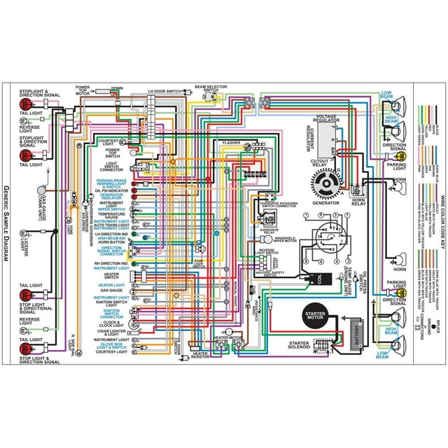 JEGS 19694 Wiring Diagram 1966 Ford Fairlane 11 in x 17 in. Laminated