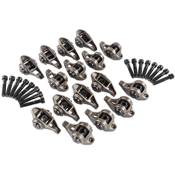JEGS Rocker Arm Set with Upgraded Trunnion Kit with Offset Intake Rockers for GM LS3, LS9, L92, and L76
