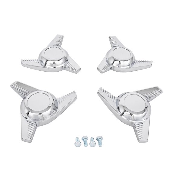 JEGS 3-Bar Swept Fluted Spinner Center Caps - 1967-1968 Style Chevrolet Rally Wheels