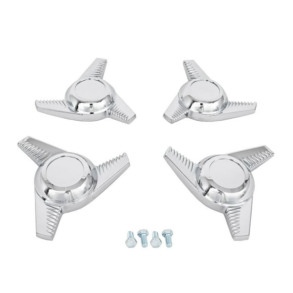 JEGS  3 Bar Swept Fluted Spinner Center Caps for 1967-1968 Chevrolet Rally Wheels