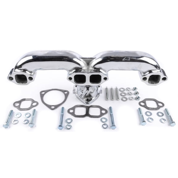 JEGS Chrome Rams Horn Style Exhaust Manifolds [Fits Most Round/Square Port Small Block Chevy Stock Cylinder Heads]