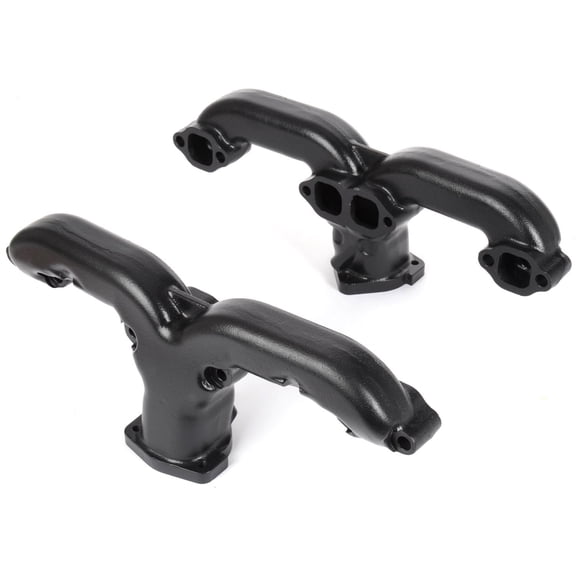 JEGS Black Ceramic Coated Rams Horn Style Exhaust Manifolds Fits Most Round/Square Port Small Block Chevy Stock Cylinder Heads