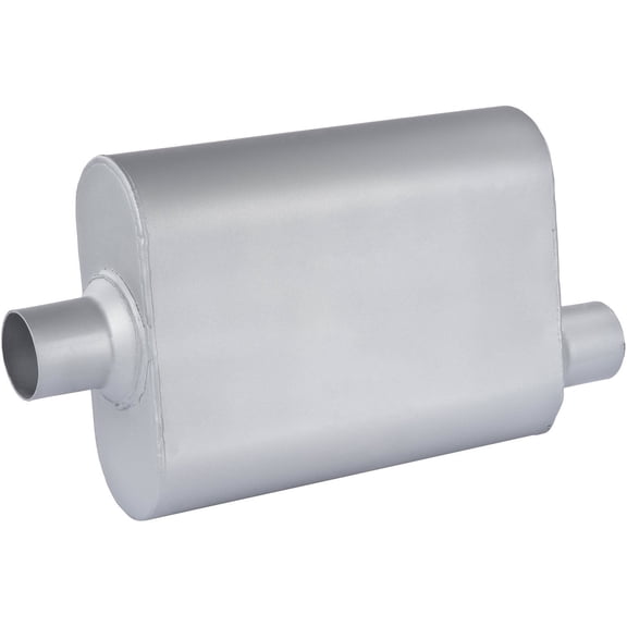 JEGS Chambered Deep-Tone Muffler [2.250 in. Center Inlet / Offset Outlet]