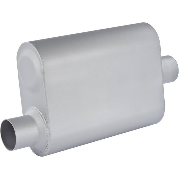 JEGS 30220 Chambered Deep-Tone Muffler 2.500 in. Offset Inlet / Center Outlet Mu