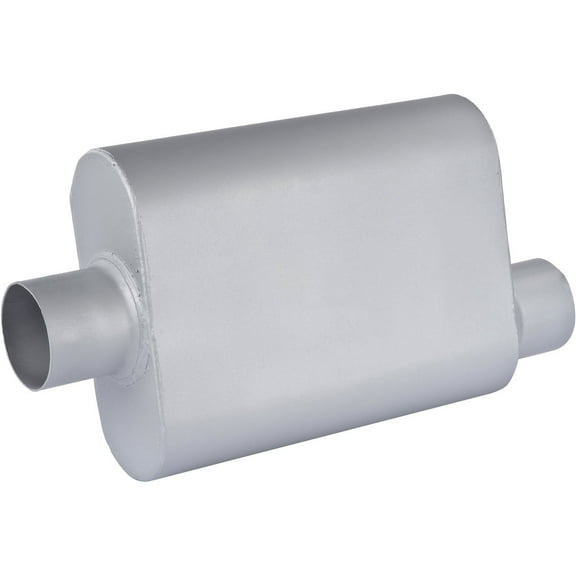 JEGS 30231 Chambered Deep-Tone Muffler 3 in. Center Inlet / Offset Outlet Muffle