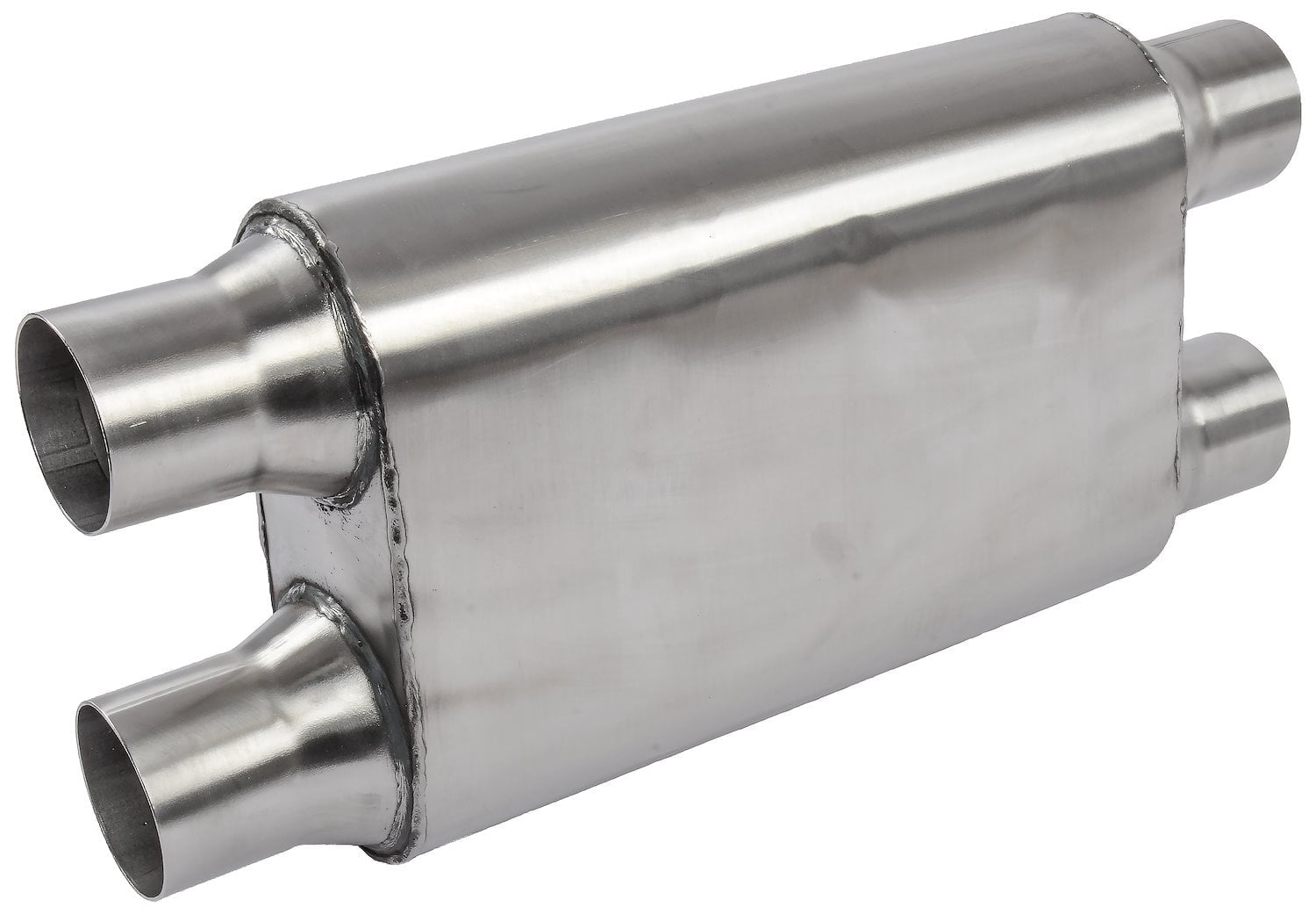 JEGS, Chambered Deep-Tone Muffler, 2.500 in. Dual Inlet Dual Outlet ...