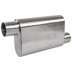 JEGS Stainless Steel Chambered Deep Tone Muffler with 3" Offset Inlet & Outlet