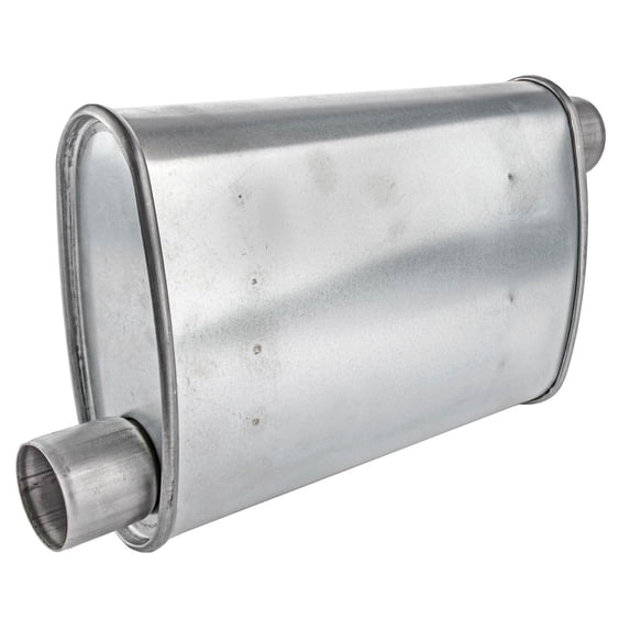 JEGS Turbo Muffler [2 1/2 in.] Offset Inlet/Offset Outlet - Reversible ...