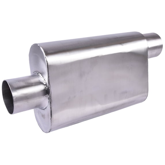 JEGS Chambered Deep-Tone Muffler 3 in. Center Inlet / Offset Outlet ...