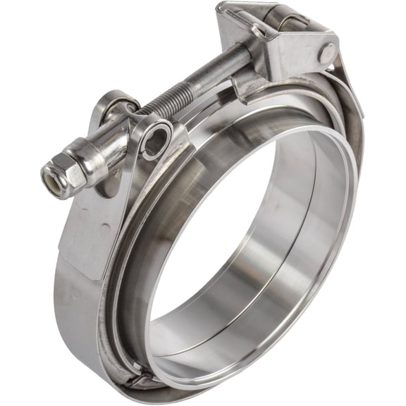 JEGS Stainless Steel Quick Release V-Band Clamp & Flanges 4 in.