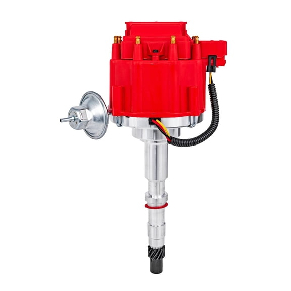 JEGS 40020 HEI Distributor 1967-1991 AMC/Jeep V8 Vacuum Advance Red Cap with Mal