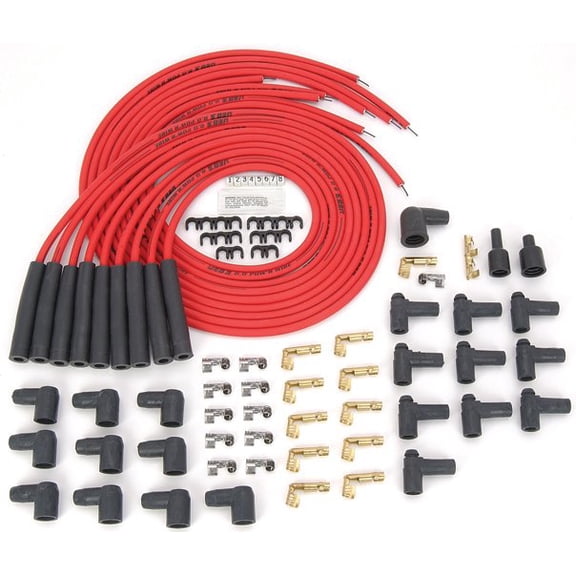 JEGS 40200 8.0mm Red Pow r Wires SBC/BBC Over Valve Covers or Under Headers AMC