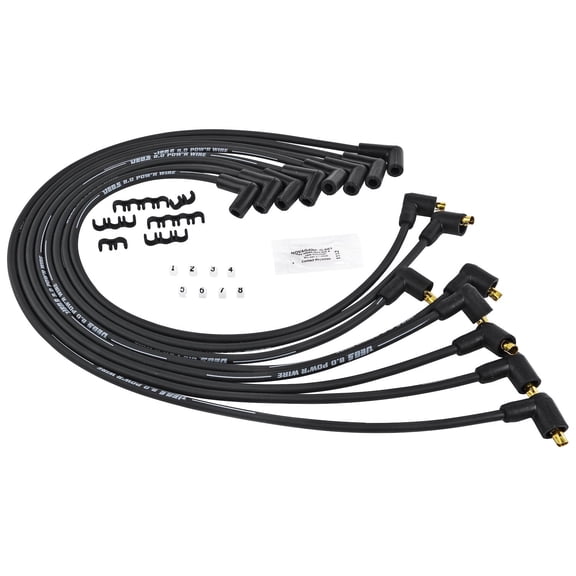 JEGS 8.0mm Black Pow'r Wires Small Block Chevy Under Headers