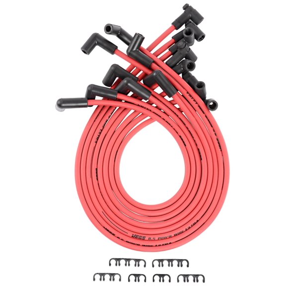 JEGS 8.5mm Red Ultra Pow'r Wires for Small Block Chevy Over Valve Covers