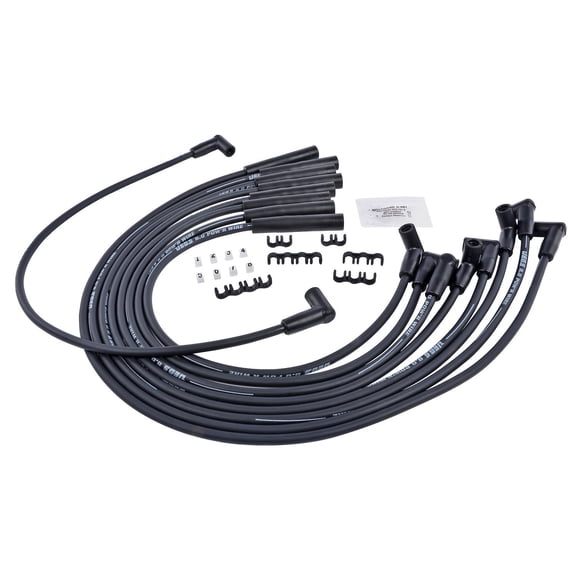 JEGS 8.0mm Black Pow'r Wires Small Block Ford 302 with HEI Cap