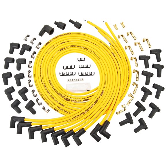 JEGS 8.5mm Yellow Ultra Pow'r Wires Small & Big Block Chevy Over Valve Covers or Under Headers