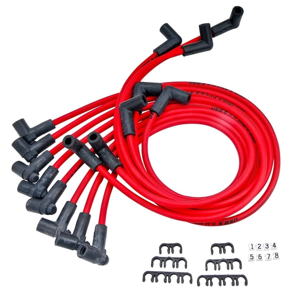 JEGS 8.0mm Red Hot Pow'r Wires Small Block Chevy [Over Valve Covers]