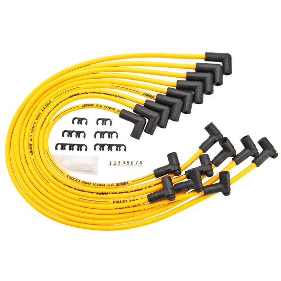 JEGS 8.5mm Yellow Ultra Pow'r Wires Small Block Chevy Under Headers
